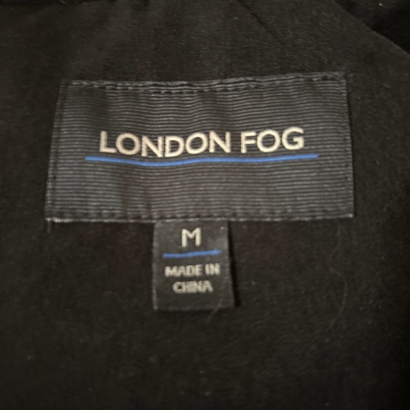London Fog Black Down Stadium Parka with Faux Fur Trimmed Hood Size M - Picture 3 of 5